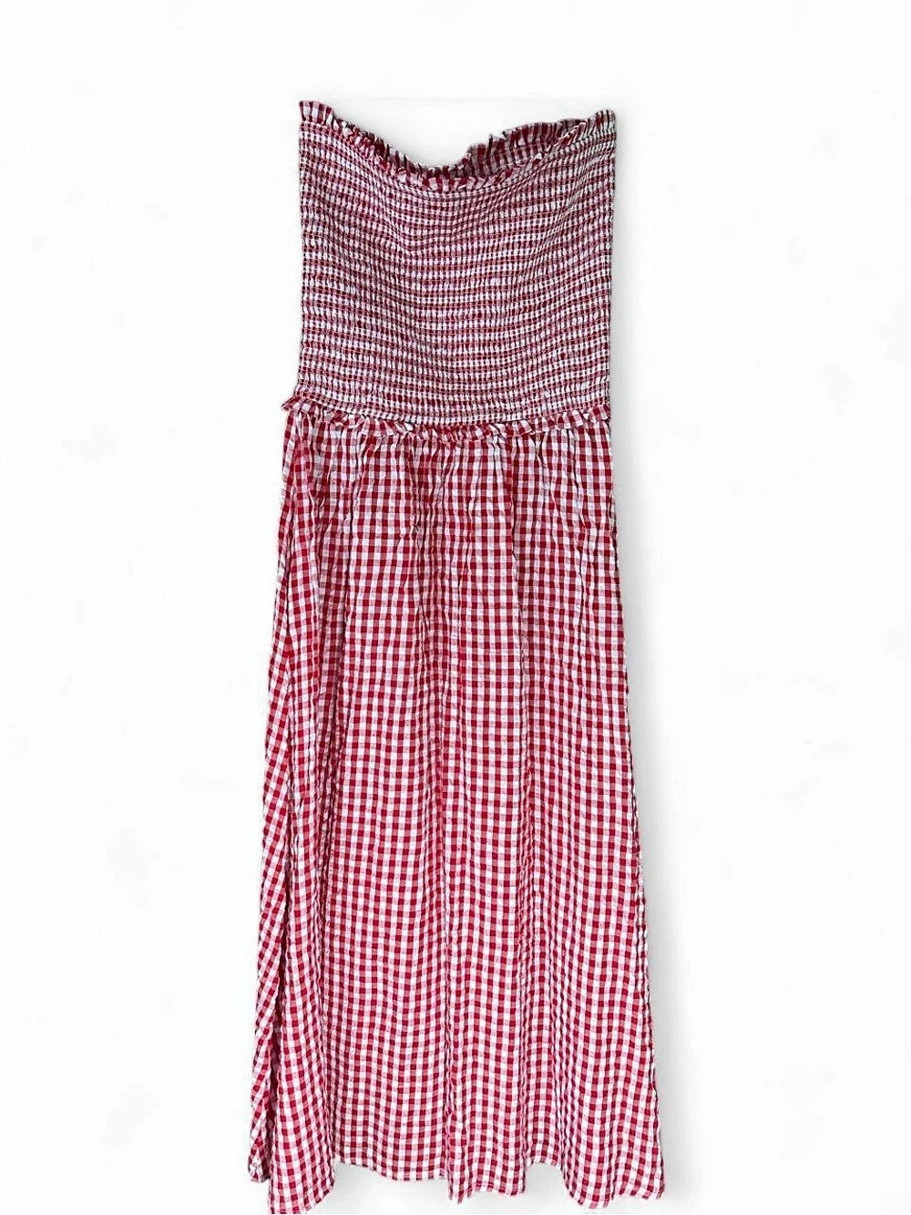 Japna Gingham Maxi Dress in Red & White Size Large NWT